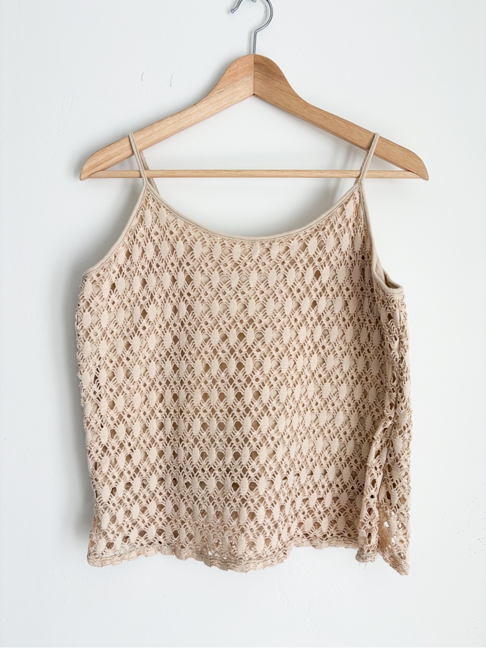AGMIR Authentic 90s Vintage Crochet Cami Tank Top - Size L - MADE IN EUROPE